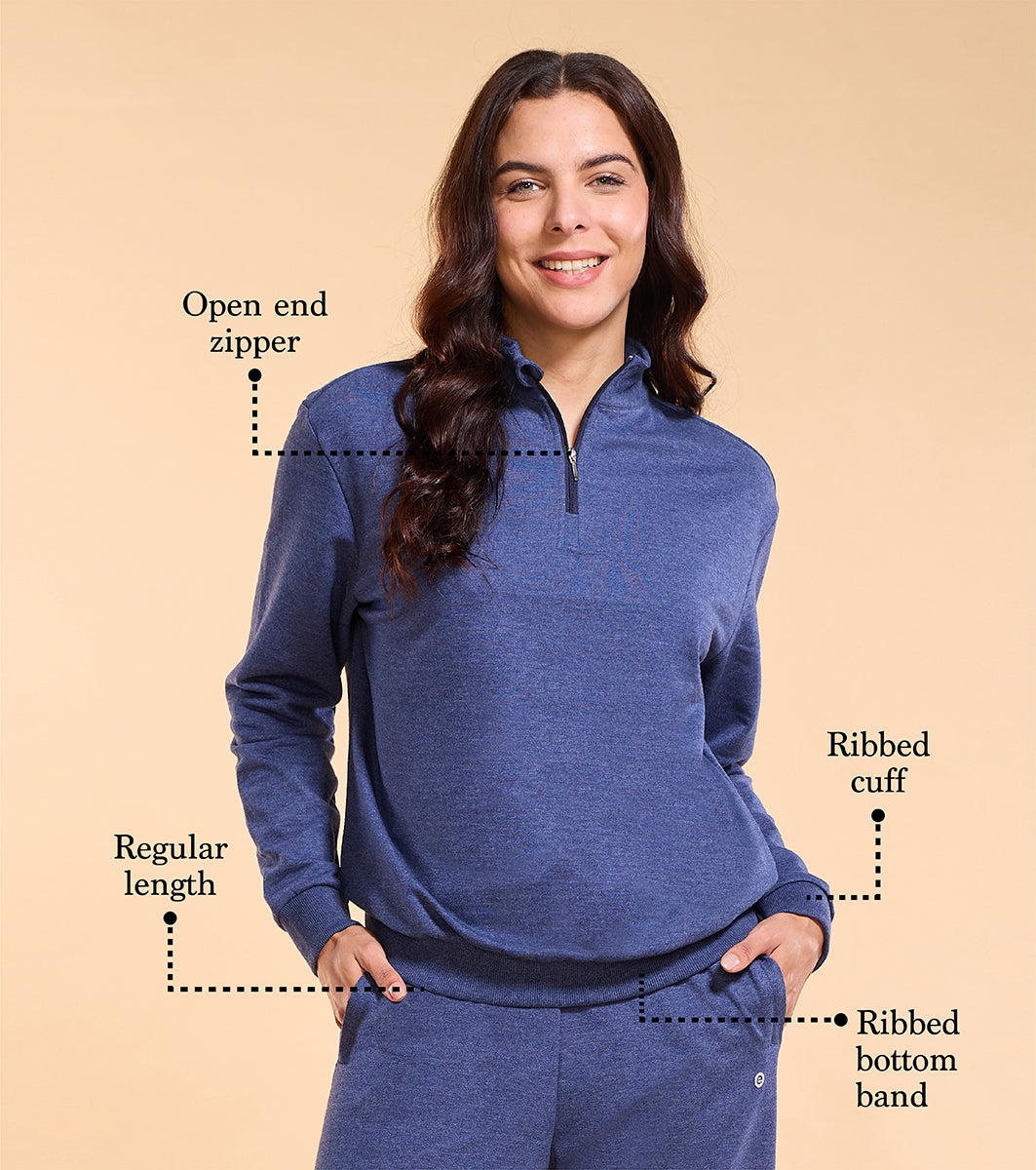 Enamor E904 Cotton Rich Fleece Sweatshirt - Relaxed Fit, Regular Length