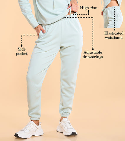 Enamor A404 Fleece Jogger Relax Fit High-Rise Fleece Jogger With Adjustable Drawsting.