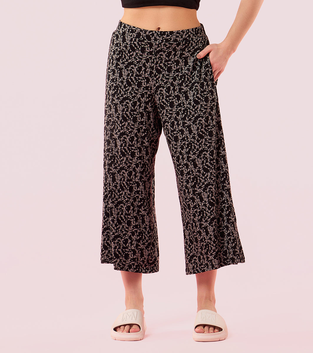 Enamor Essentials EA64 Shop In Culotte | Crop Length Culotte With Smart Side Slits - Jbk Abstract Alchemy