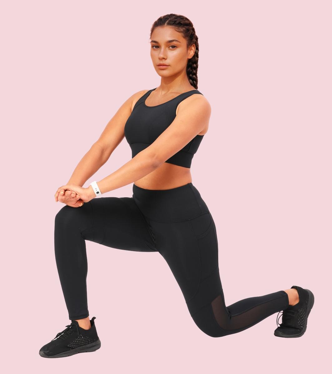 Enamor A610 Women's Quick Dry High Waist Workout Leggings with Elasticated Waistband - Jet Black