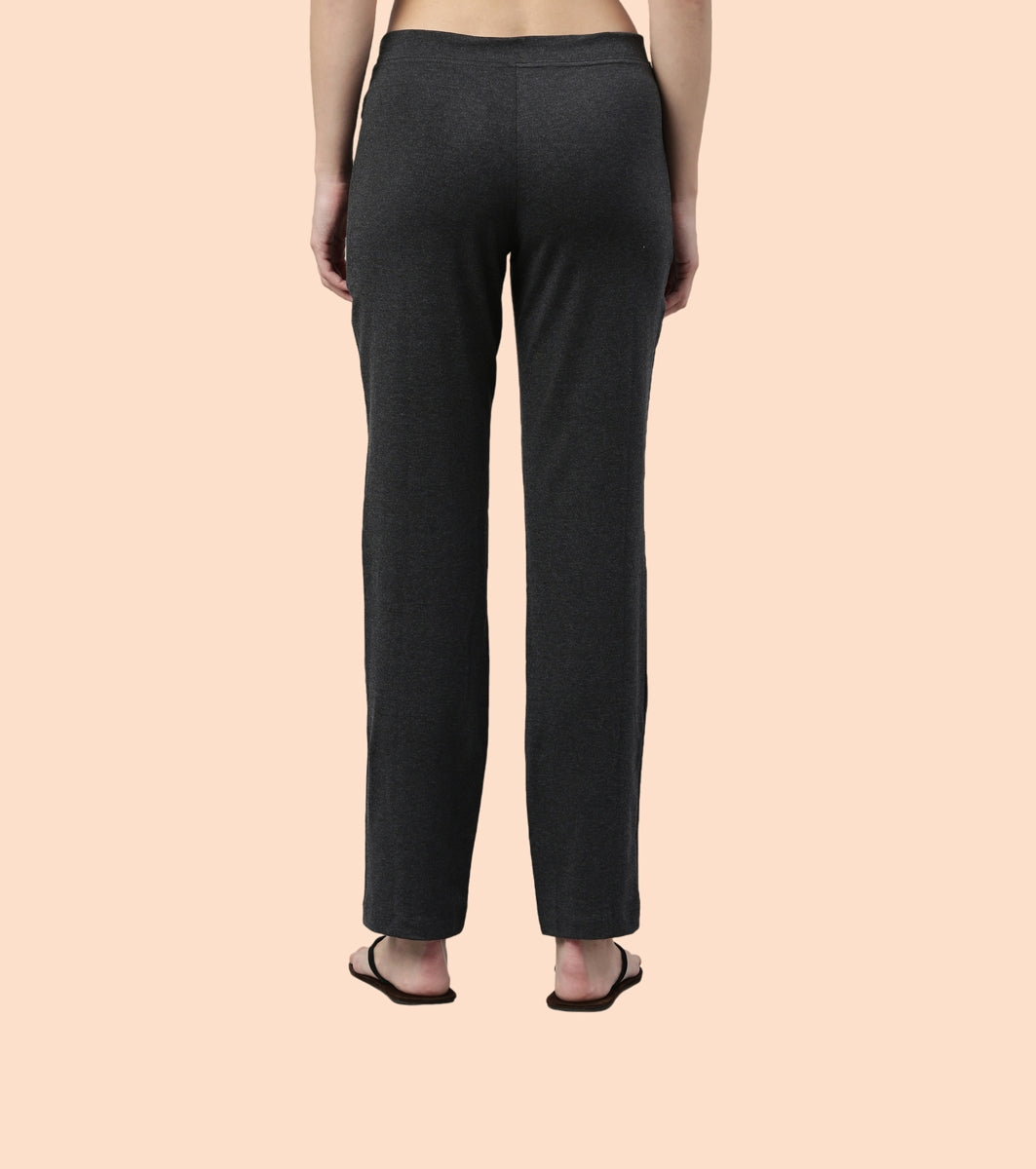 Lounge Pants | Basic Straight Leg Pants With Adjustable Drawstring And Zipper Pockets