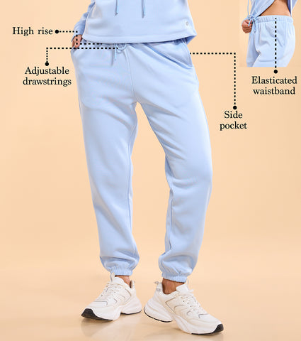 Enamor A404 Fleece Jogger Relax Fit High-Rise Fleece Jogger With Adjustable Drawsting.