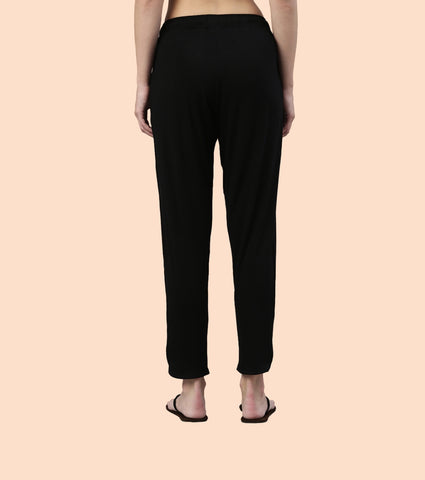 Shop-In Pants - Tapered Lounge Pants With Self Fabric Drawstring With Metal Ends