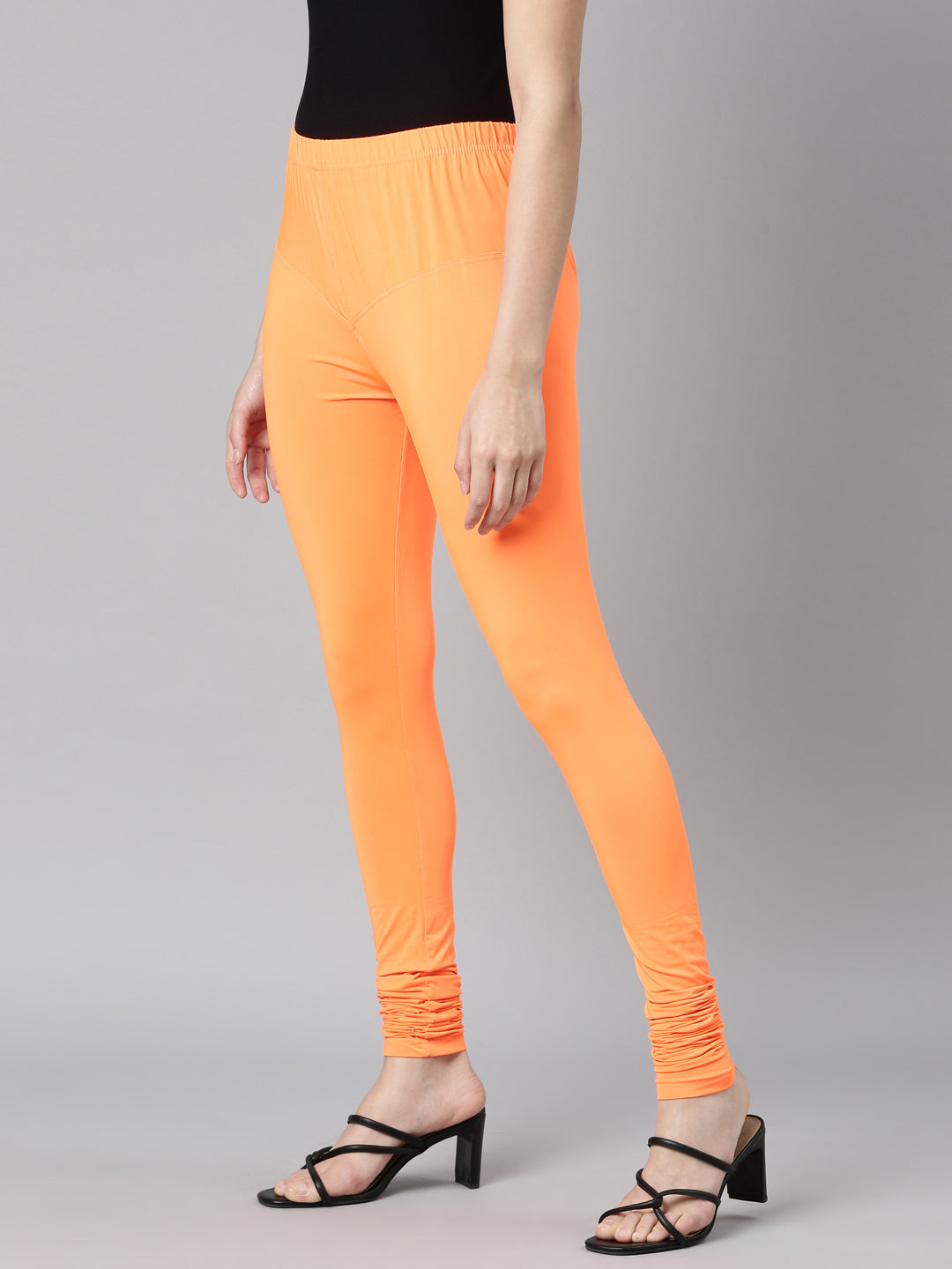 Dixcy Slimz Solid Neon Orange Churidar Leggings Leggings Enamor