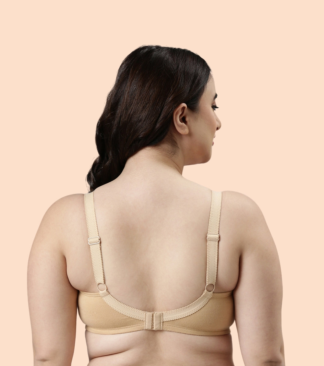 Enamor Fab-Cool A014 Super Contouring M-frame Full Support  Cotton Bra for Women- Full Coverage, Non Padded and Wirefree - Skin