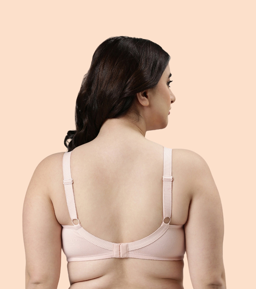 Enamor Fab-Cool A014 Super Contouring M-frame Full Support  Cotton Bra for Women- Full Coverage, Non Padded and Wirefree - Pearl