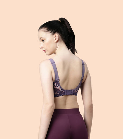 Enamor Agion SB18 Convertible Back High-Impact Sports Bra for Women- Full Coverage, Padded and Wirefree - Lilac Run