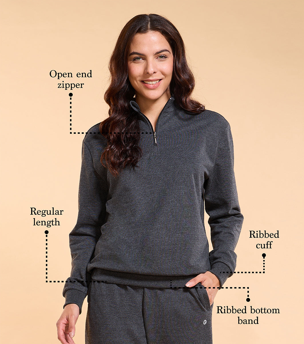 Enamor E904 Cotton Rich Fleece Sweatshirt - Relaxed Fit, Regular Length