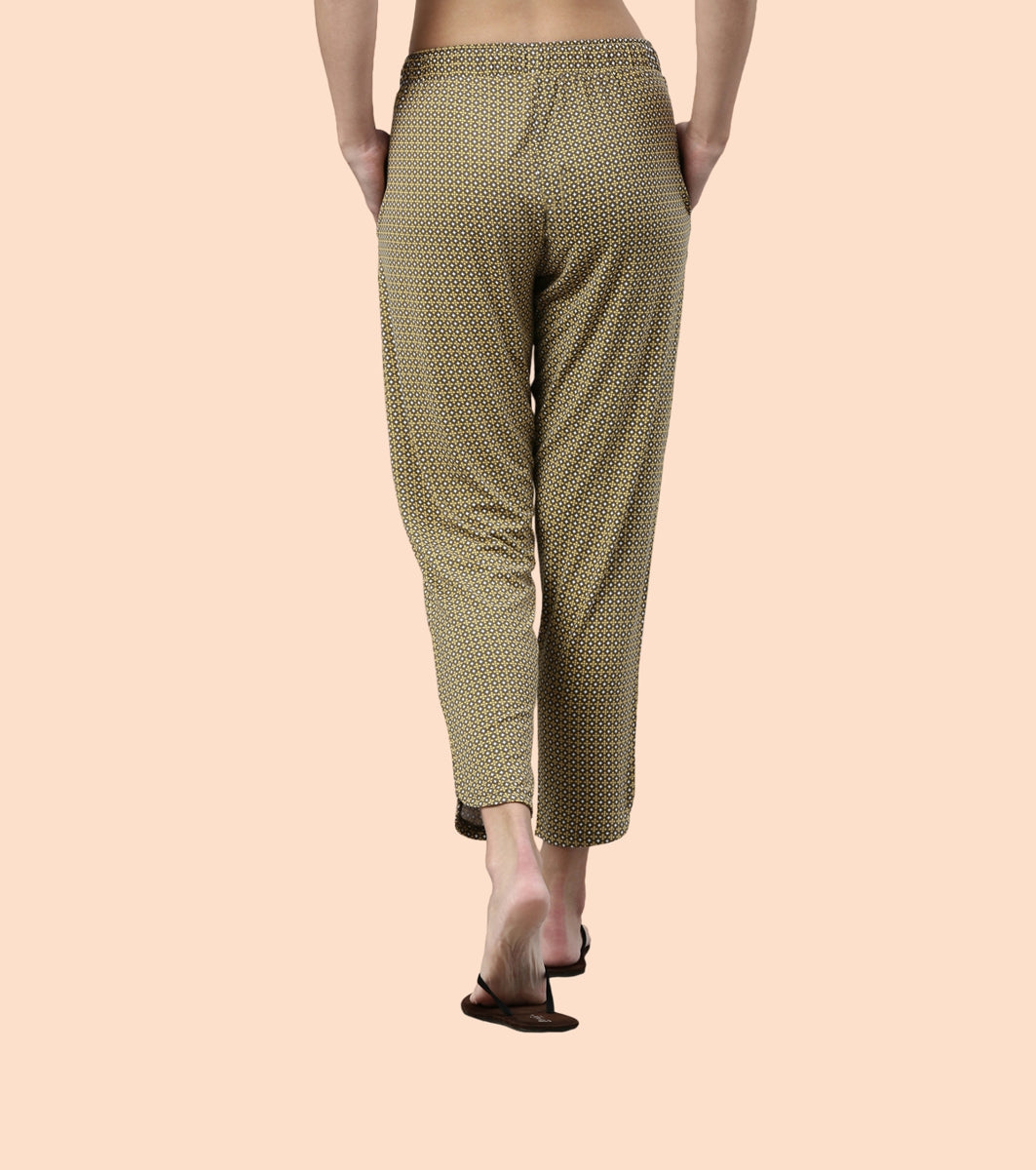 Shop-In Pants - Tapered Lounge Pants With Self Fabric Drawstring With Metal Ends