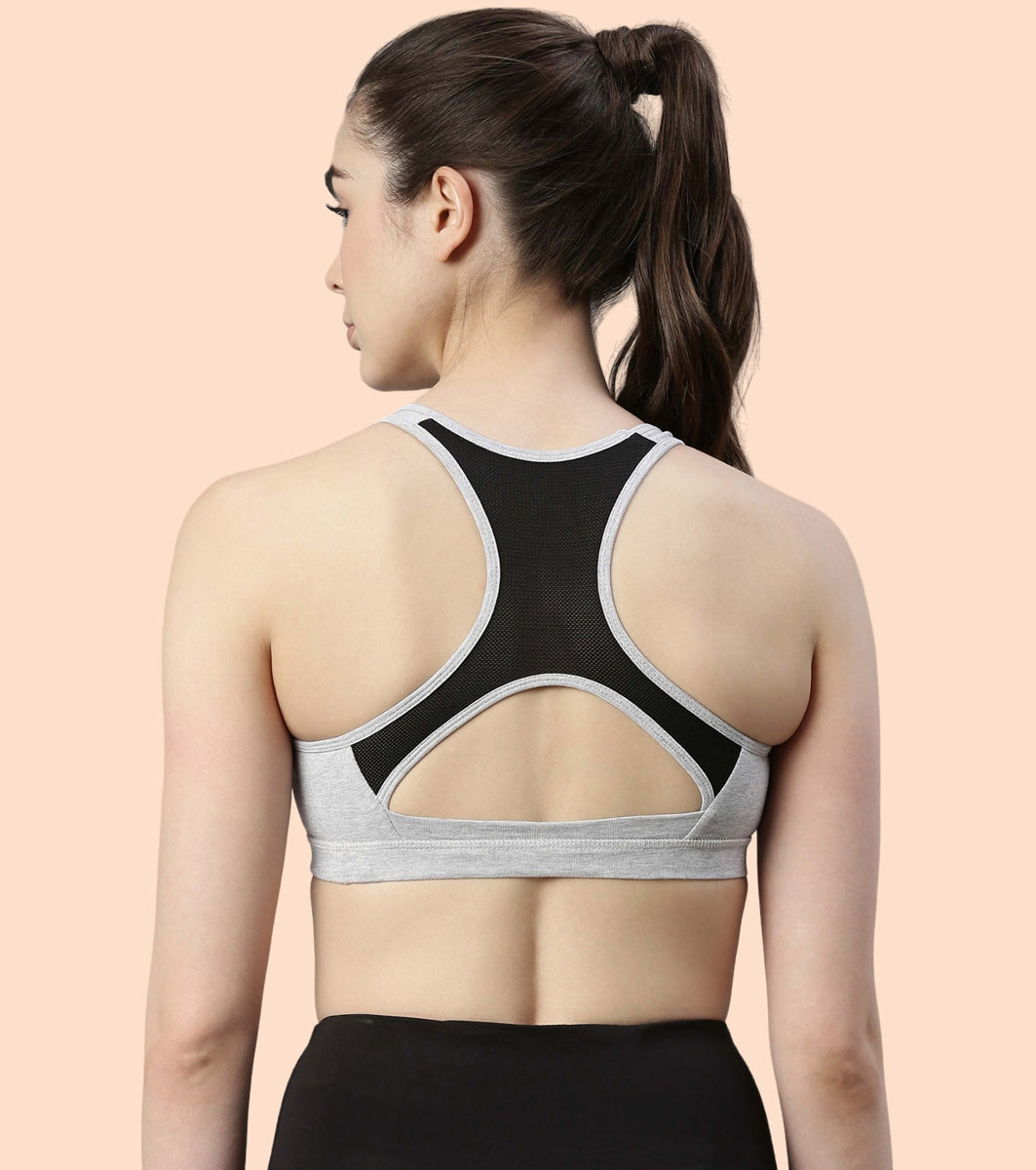 Racer Back Medium Impact Sports Bra with Removable Pads