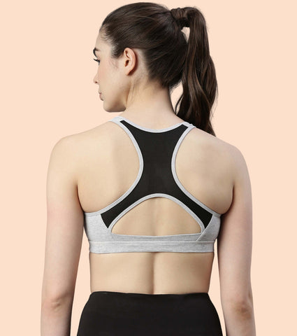 Racer Back Medium Impact Sports Bra with Removable Pads