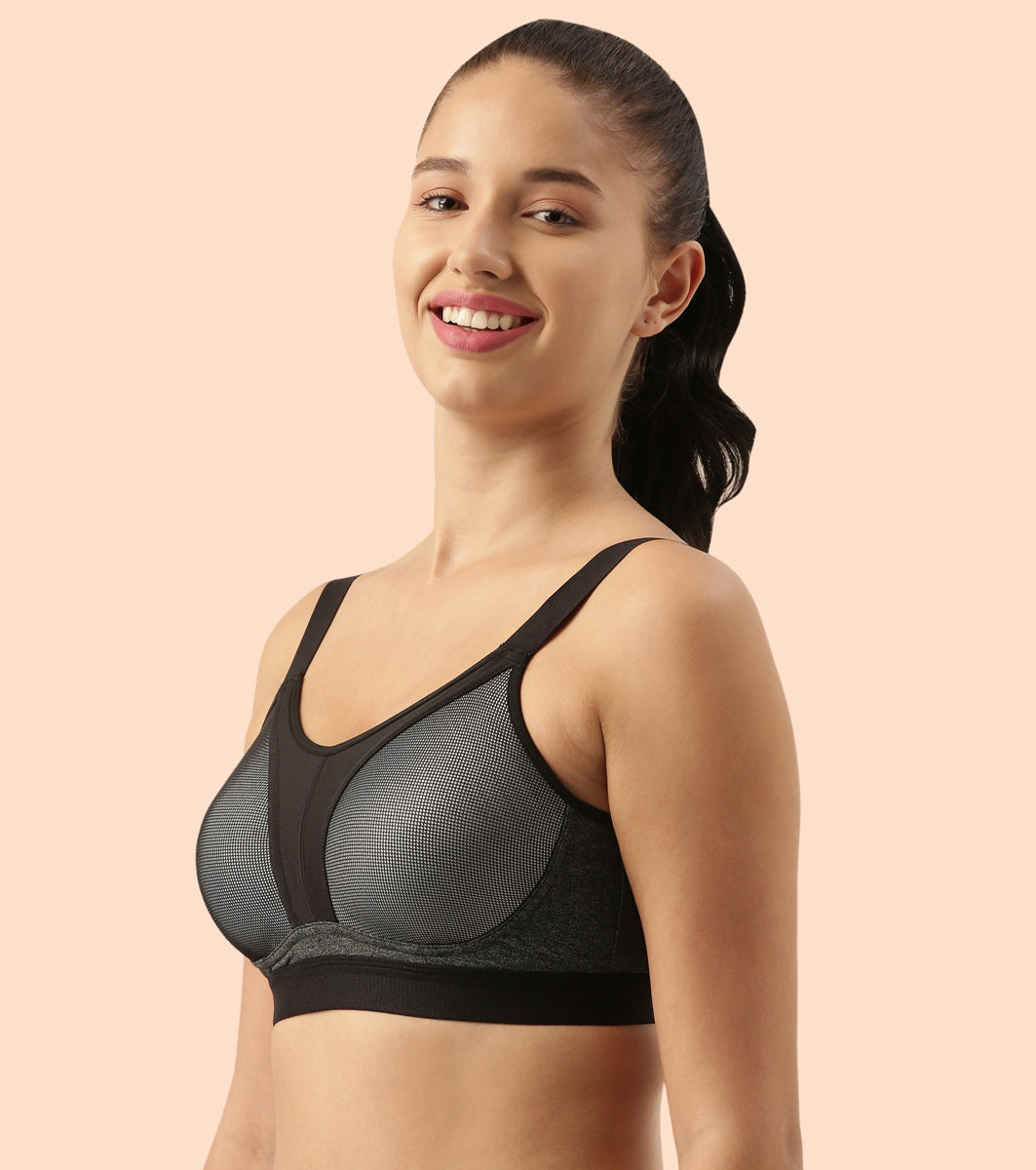 Enamor Agion SB25 Y-panel for Bounce Control High-Impact Sports Bra for Women- Full Coverage, Padded and Wirefree - Pearl