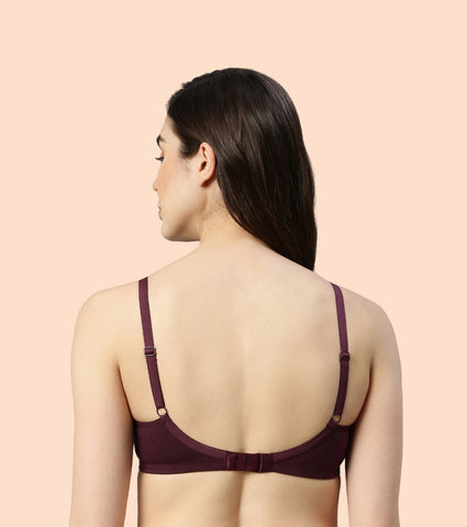 Enamor Fab-Cool AB75 M-frame Jiggle Control Full Support Stretch Cotton Bra for Women- Full Coverage, Non Padded and Wirefree - Purple