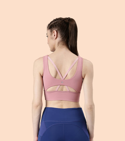 Longline Sports Bra – Solid | Scoop Neck Line High Impact Dry Fit Sports Bra