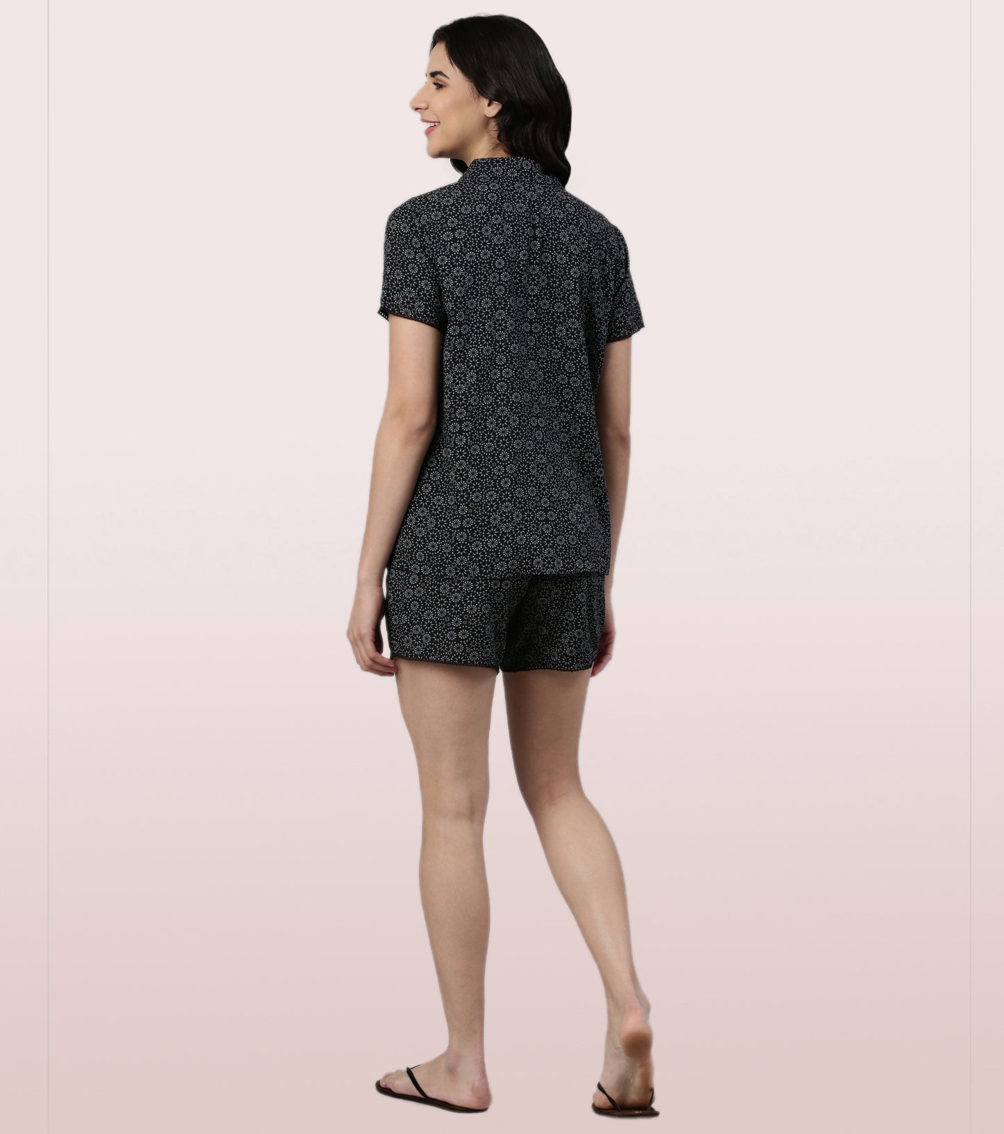 Slounge Shorts Set | Modal Woven Printed Shirt And Shorts Set - EC13