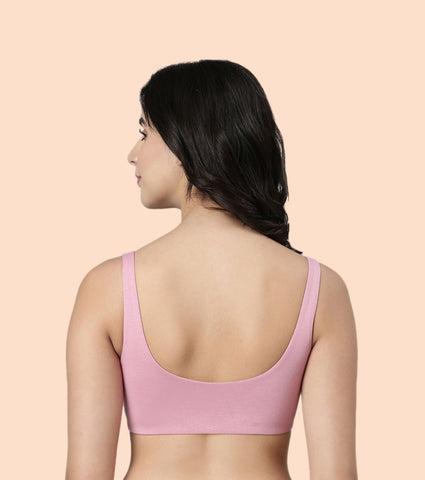 Enamor BambooBliss A076 Ultimate Softness Innovation Bamboo Cotton Lounge Slip-on T-shirt Bra for Women with Removable Pads- High Coverage, Padded and Wirefree