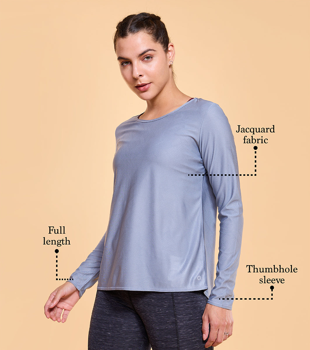 Enamor A312 Jacquard Long Sleeve Relaxed Fit Regular Length T-Shirt