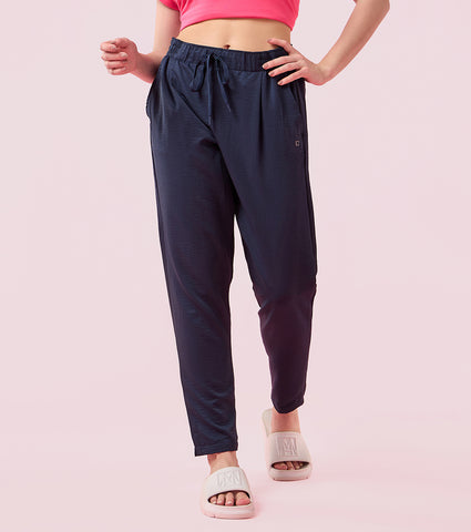 Enamor E407 Women's Pleated Pull-On Pant - Relaxed Fit, Mid Rise, Regular Length - Mood Indigo