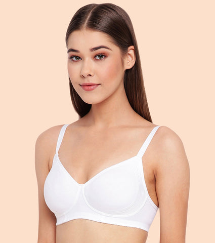 Enamor Fab-Cool A042 Side Support Shaper  Stretch Cotton Everyday Bra for Women- High Coverage, Non Padded and Wirefree - White