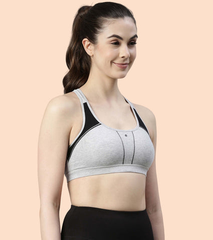 Racer Back Medium Impact Sports Bra with Removable Pads