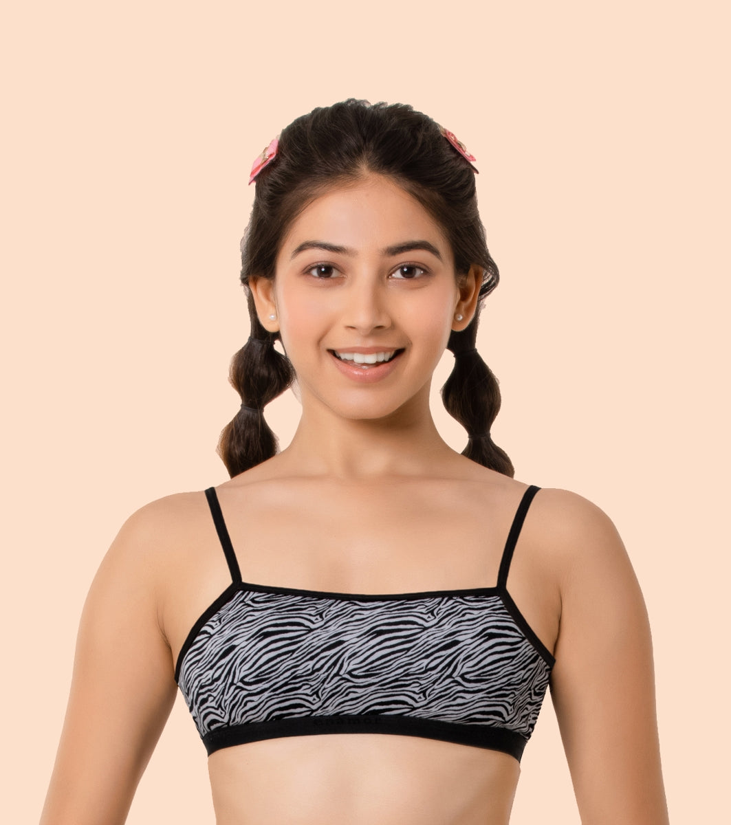 Enamor BB03 Trendy Fit Stretch Cotton Beginners Bra with Antimicrobial Finish and Cami Neckline - Pack Of 2 - Black