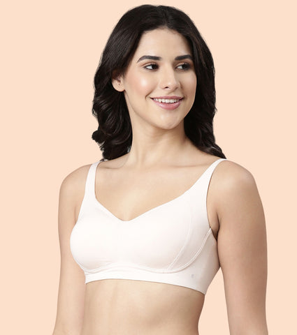 Enamor BambooBliss A077 Ultimate Softness Innovation Bamboo Cotton Full Support T-shirt Bra for Women- High Coverage, Padded and Wirefree