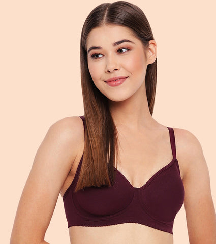 Enamor Fab-Cool A042 Side Support Shaper  Stretch Cotton Everyday Bra for Women- High Coverage, Non Padded and Wirefree - Purple