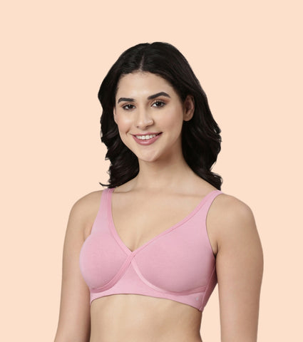 Enamor BambooBliss A076 Ultimate Softness Innovation Bamboo Cotton Lounge Slip-on T-shirt Bra for Women with Removable Pads- High Coverage, Padded and Wirefree