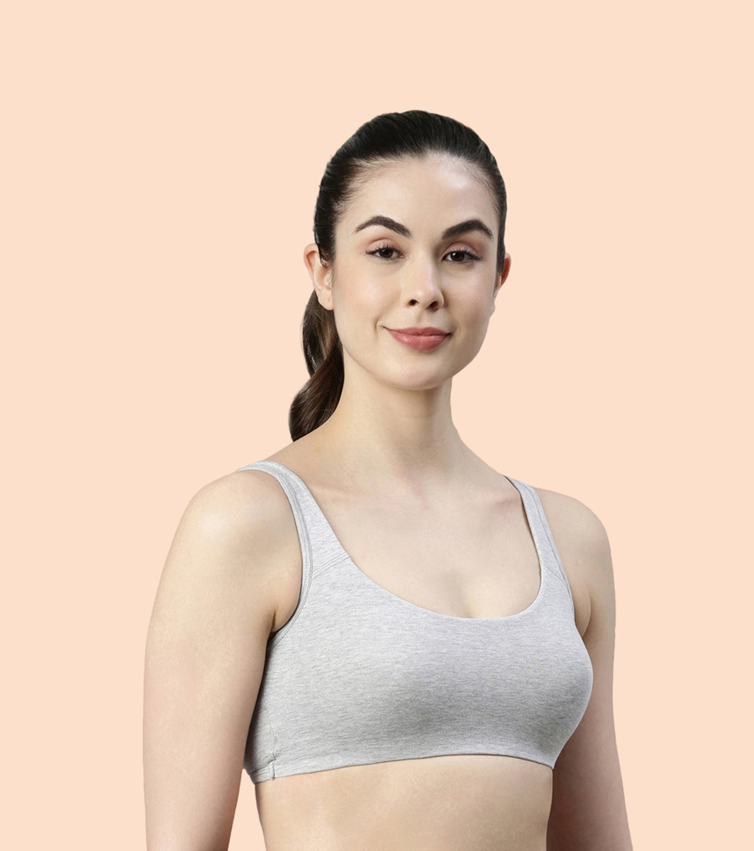 Enamor Low Impact Cotton Bra For Women - Non-Padded, Non-Wired, High-Coverage Bra For All-Day Comfort | SB06