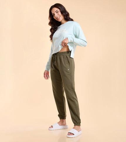 Enamor E406 High Waist Jogger - French Terry, Relaxed Fit, Regular Length, High Waist