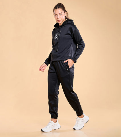 Enamor A404 Fleece Jogger Relax Fit High-Rise Fleece Jogger With Adjustable Drawsting.