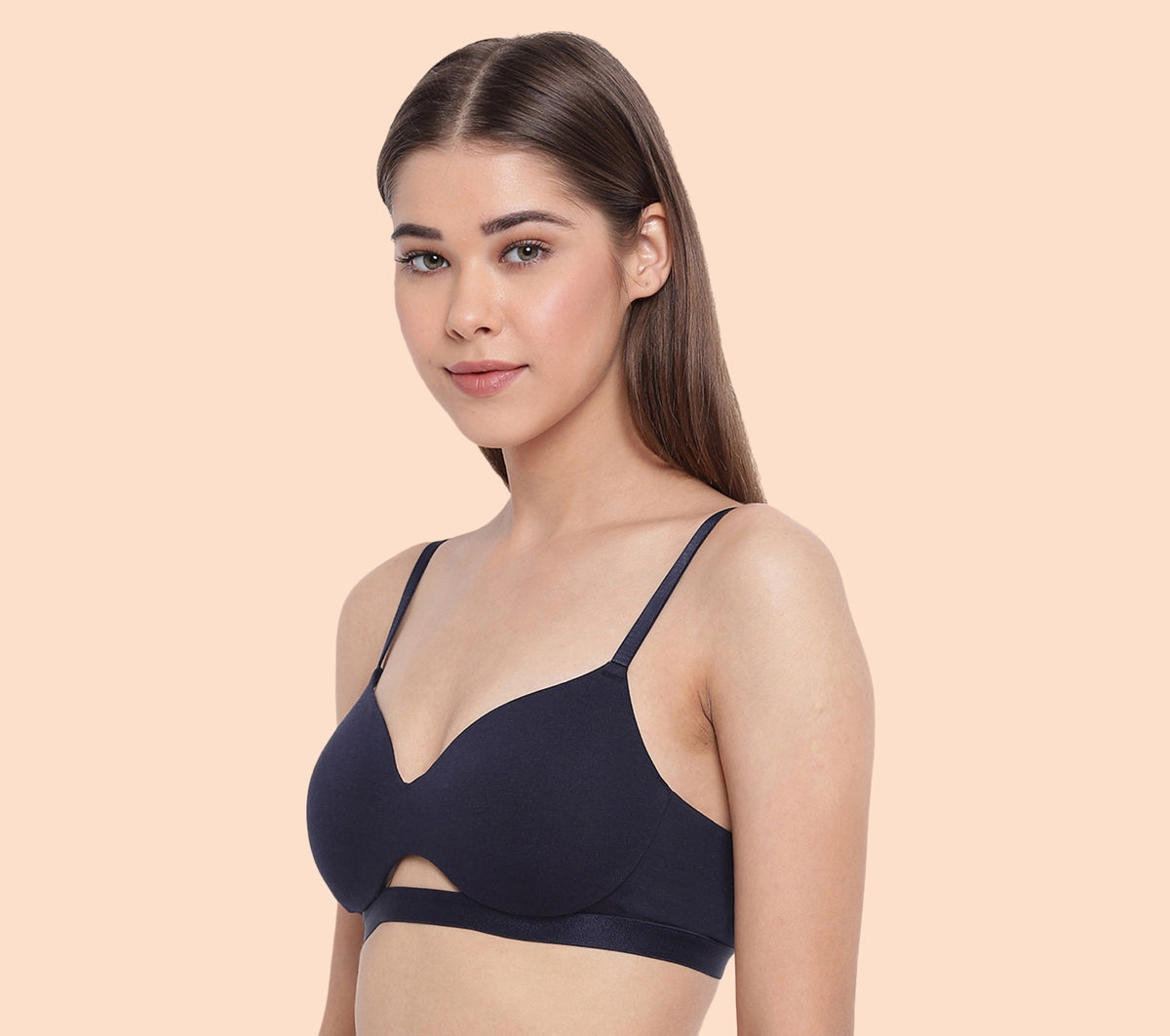 Enamor CloudSoft A032 Invisible Neckline Cotton T-shirt Bra for Women- Medium Coverage, Padded and Wirefree - Eclipse