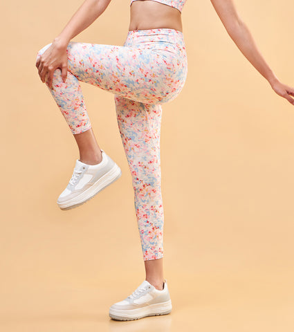 Enamor A607 Printed Legging - High-Waisted 7/8 Length Dry Fit Leggings with Stylish Prints