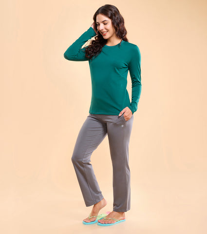 Enamor Essentials E014 Lounge Pants | Basic Straight Leg Pants With Adjustable Drawstring And Zipper Pockets