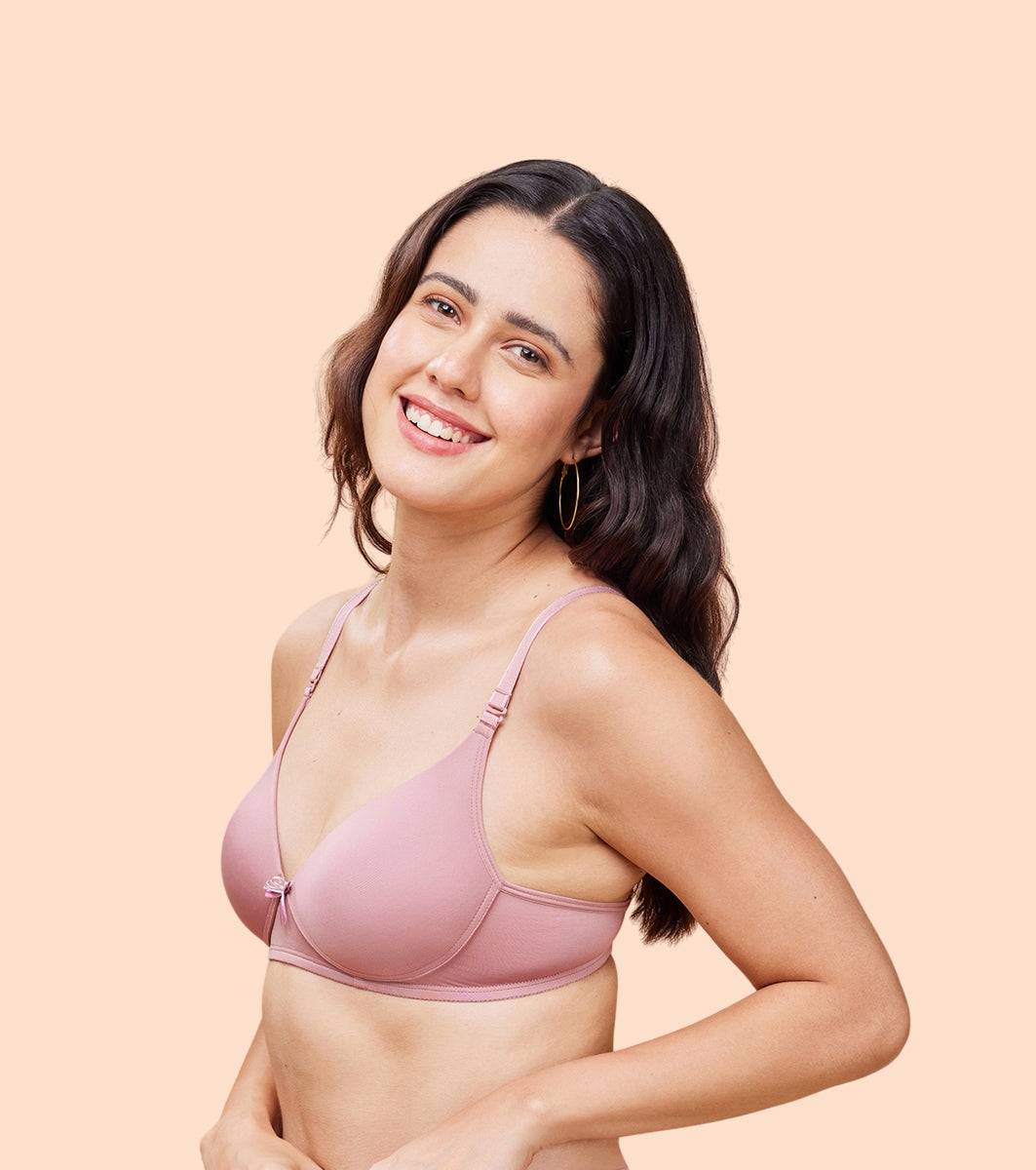 Enamor Medium Coverage, Wirefree F023 Perfect Plunge Women T-Shirt Lightly Padded Bra