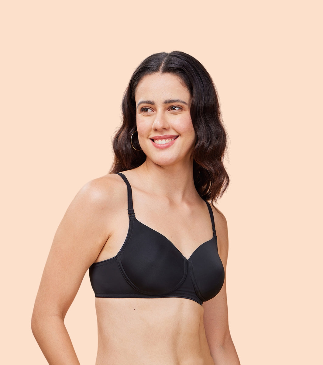 Enamor Dope Dye F165 Ecolite Fabric Smooth Support Bra for Women - Padded, Wirefree and High Coverage