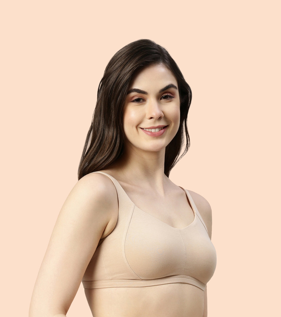 Enamor Intellifresh A058 Eco-antimicrobial Cotton Minimizer Bra for Women- Full Coverage, Padded and Wirefree - Pale Skin