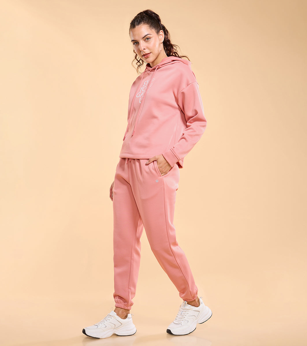 Enamor A404 Fleece Jogger Relax Fit High-Rise Fleece Jogger With Adjustable Drawsting.