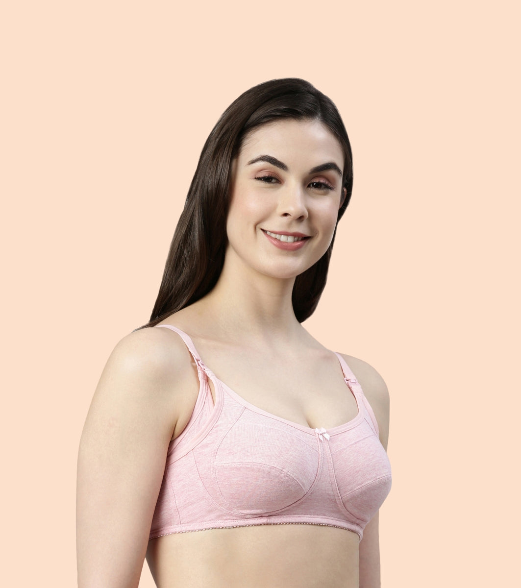 Enamor Eco-Melange MT02 Sectioned Lift and Support Cotton Nursing Bra for Women- High Coverage, Non Padded and Wirefree - Capri Melange