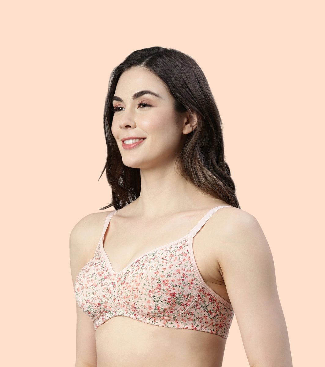 Enamor Fab-Cool A042 Side Support Shaper  Stretch Cotton Everyday Bra for Women- High Coverage, Non Padded and Wirefree - Revello Print