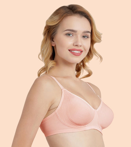 Enamor Fab-Cool A042 Side Support Shaper  Stretch Cotton Everyday Bra for Women- High Coverage, Non Padded and Wirefree - Pearl