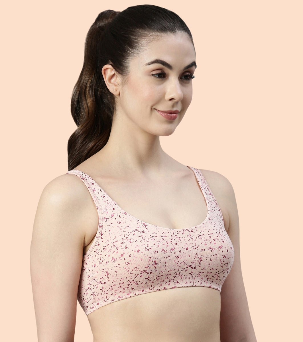 Enamor Low Impact Cotton Bra For Women - Non-Padded, Non-Wired, High-Coverage Bra For All-Day Comfort | SB06