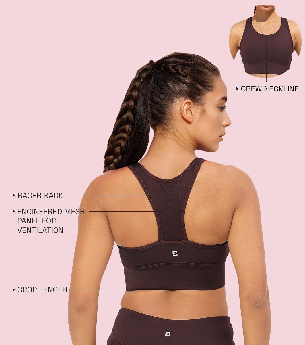 Enamor A202 Medium Impact Quick Dry Longline Workout Sports Bra - Choco Fudge