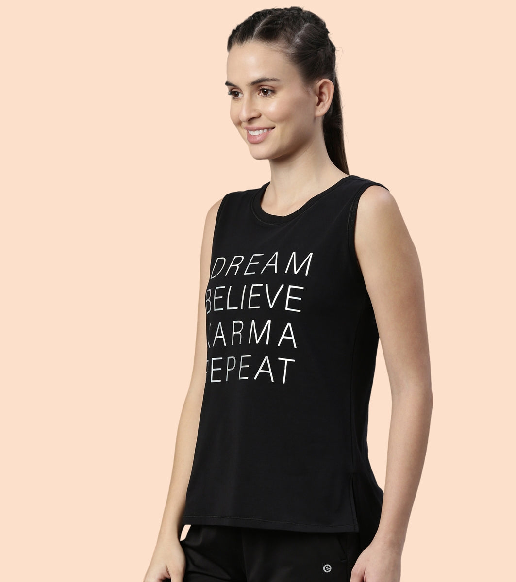 Stay Cool Tank | Crew Neck Anti-odour Stretch Cotton Muscle Tank With Graphic Print