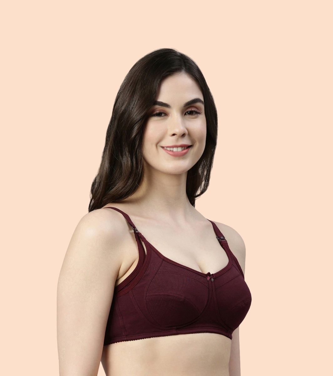 Enamor Eco-Melange MT02 Sectioned Lift and Support Cotton Nursing Bra for Women- High Coverage, Non Padded and Wirefree - Capri Melange