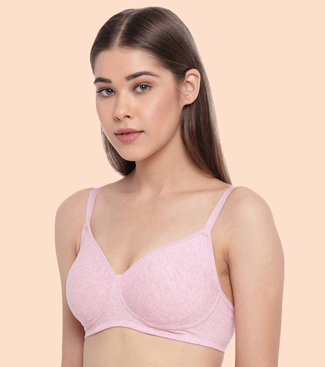 Enamor Fab-Cool A042 Side Support Shaper  Stretch Cotton Everyday Bra for Women- High Coverage, Non Padded and Wirefree - Orchid Melange