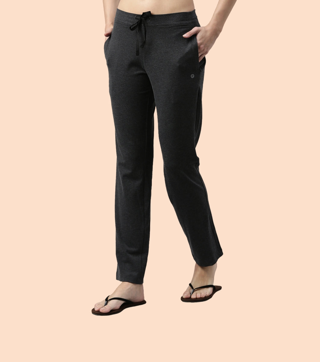 Lounge Pants | Basic Straight Leg Pants With Adjustable Drawstring And Zipper Pockets