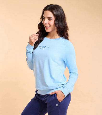 Enamor E079 Basic Sweat | Long Sleeve Basic Pop Over Sweatshirt With Mindful Graphic