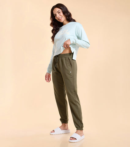 Enamor E406 High Waist Jogger - French Terry, Relaxed Fit, Regular Length, High Waist