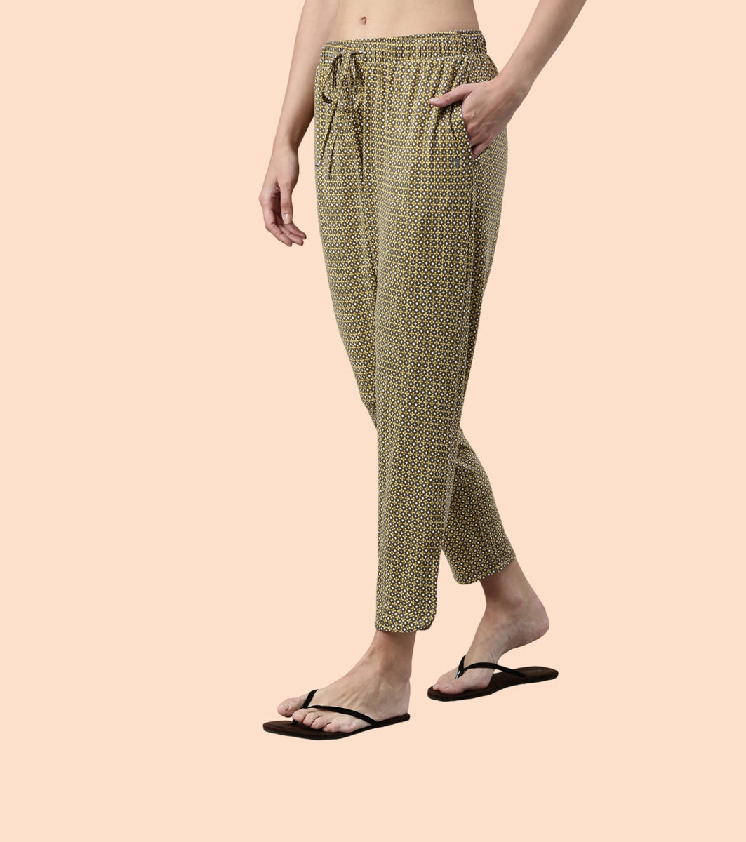 Shop-In Pants - Tapered Lounge Pants With Self Fabric Drawstring With Metal Ends